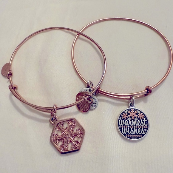 Rose Gold Holiday Bangle Bracelets- lot of 2 - Picture 2 of 6